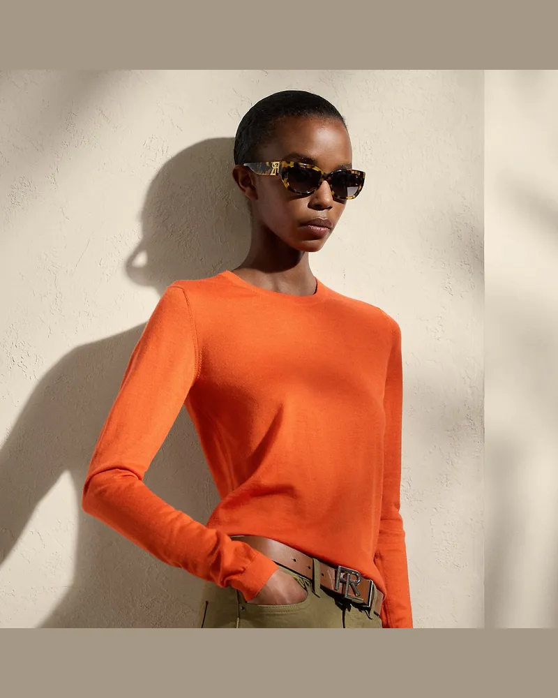 Ralph Lauren Rundhalspullover aus Kaschmir Orange
