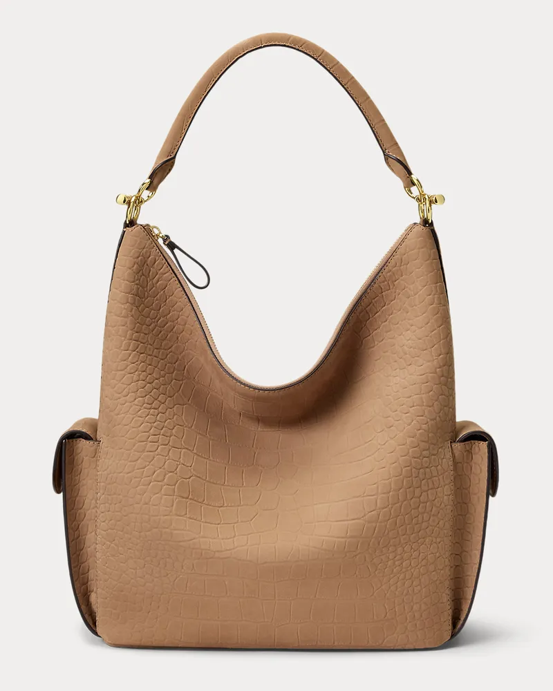 Ralph Lauren Große Schultertasche Blaike mit Prägung Tan