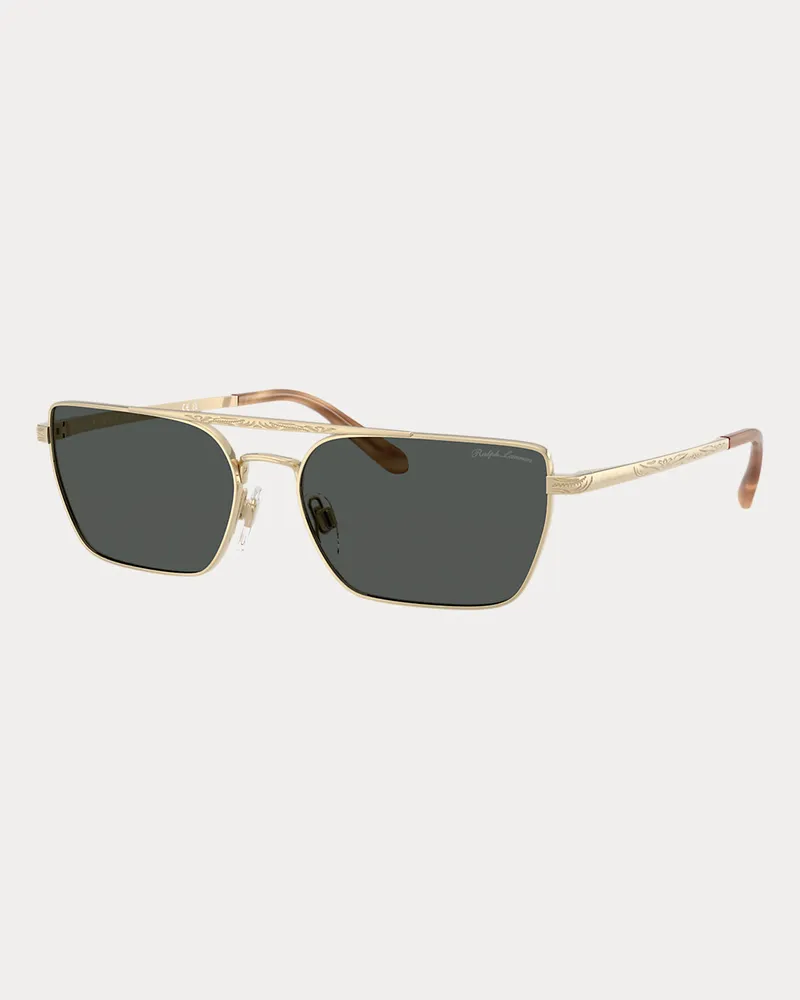 Ralph Lauren Rechteckige Western-Sonnenbrille Gold