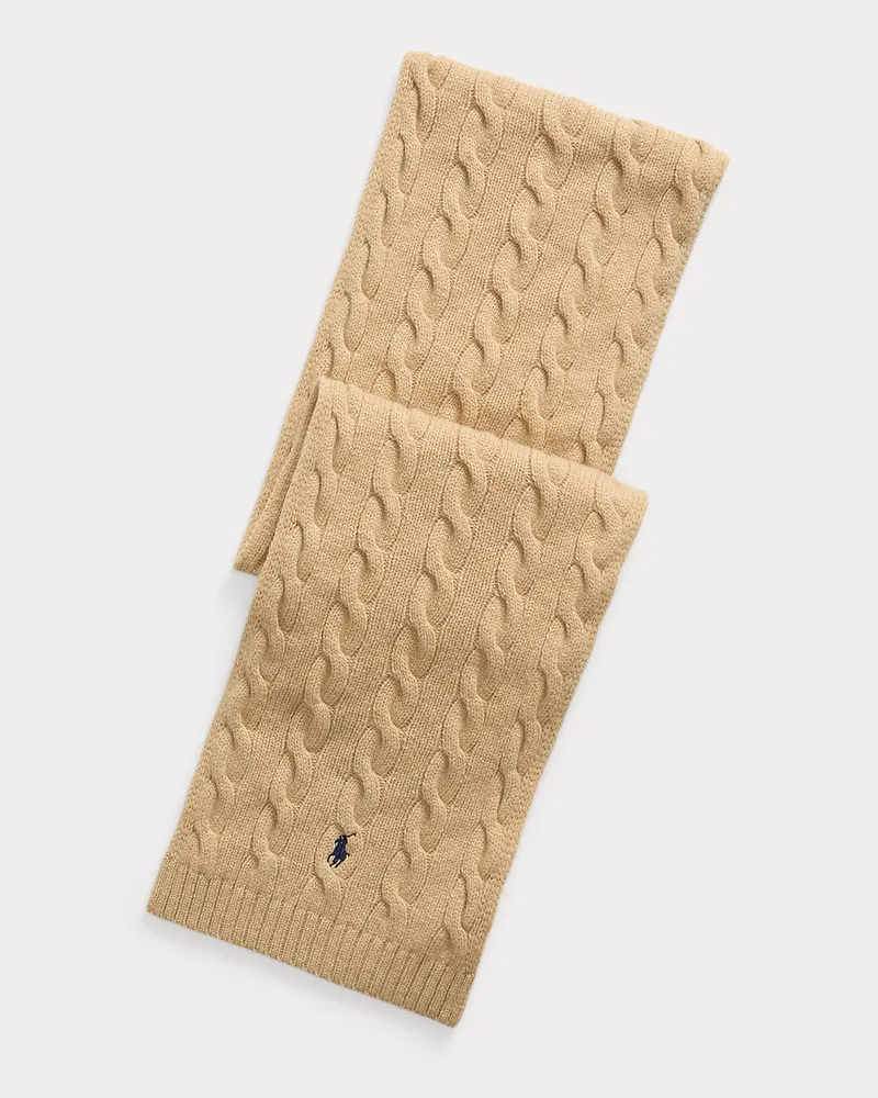 Ralph Lauren Woll-Kaschmirschal mit Zopfmuster Brown