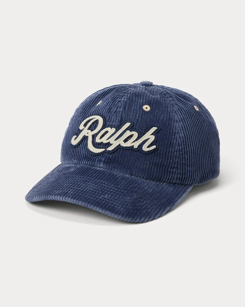 Ralph Lauren Kordsamt-Baseballkappe  Ralph Lauren mit Logo Blue