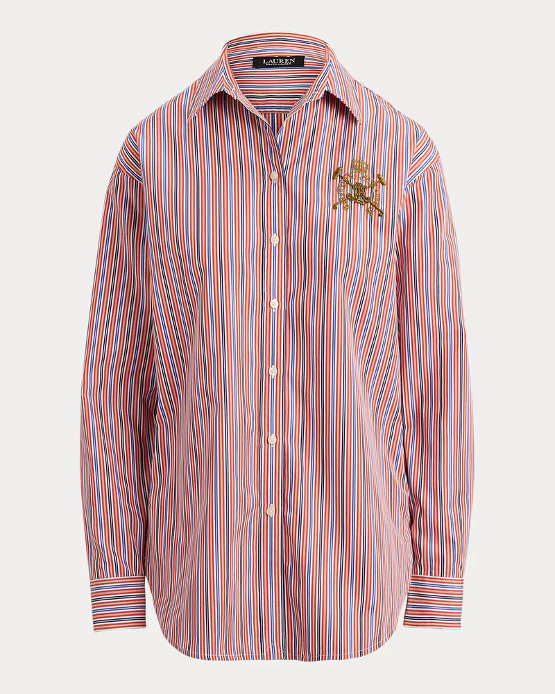 Ralph Lauren Gestreiftes Relaxed-Fit Baumwollhemd Orange