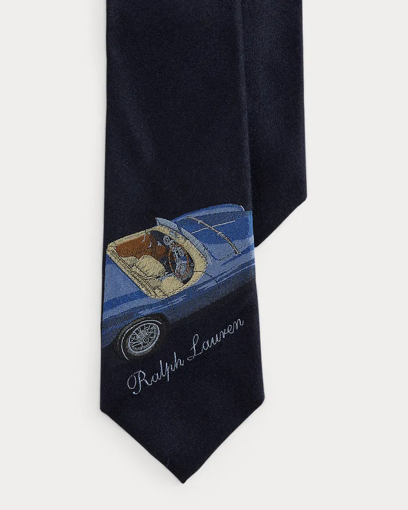 Ralph Lauren Seiden-Kaschmir-Krawatte mit Automotiv Blue