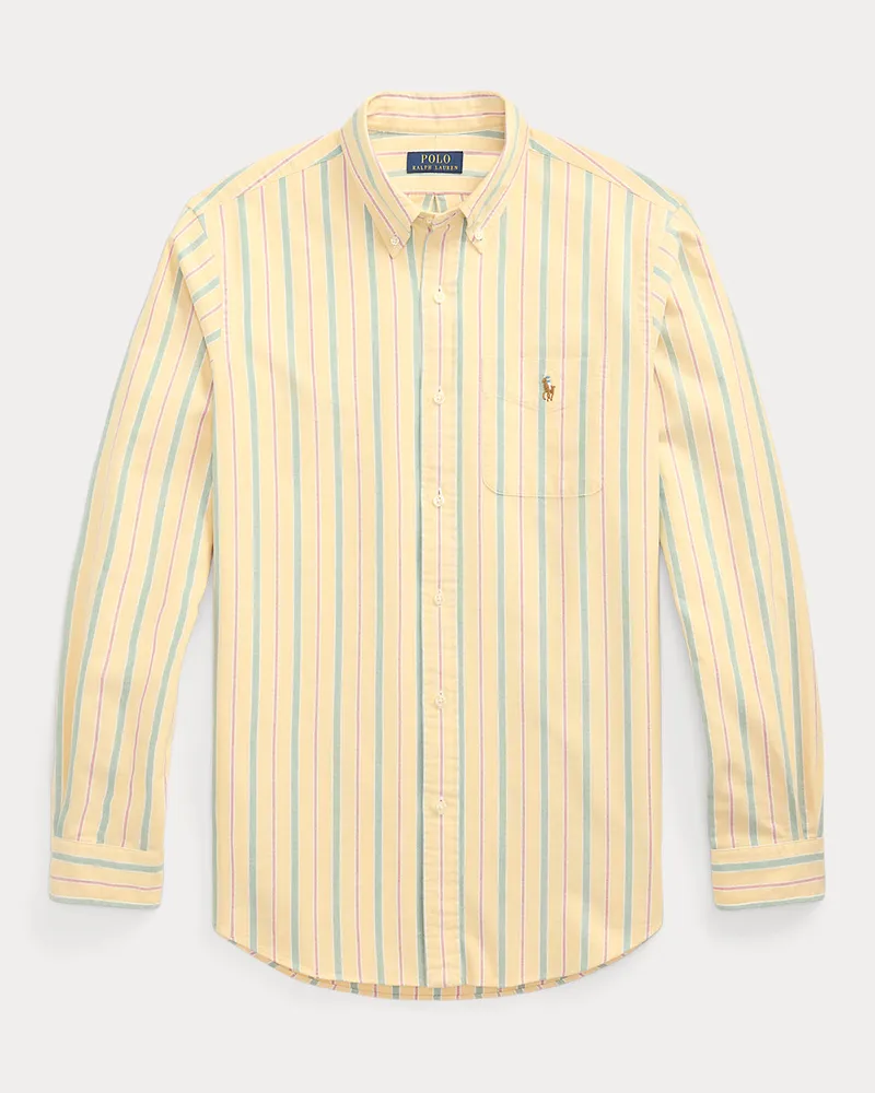 Ralph Lauren Gestreiftes Custom-Fit Oxfordhemd Yellow