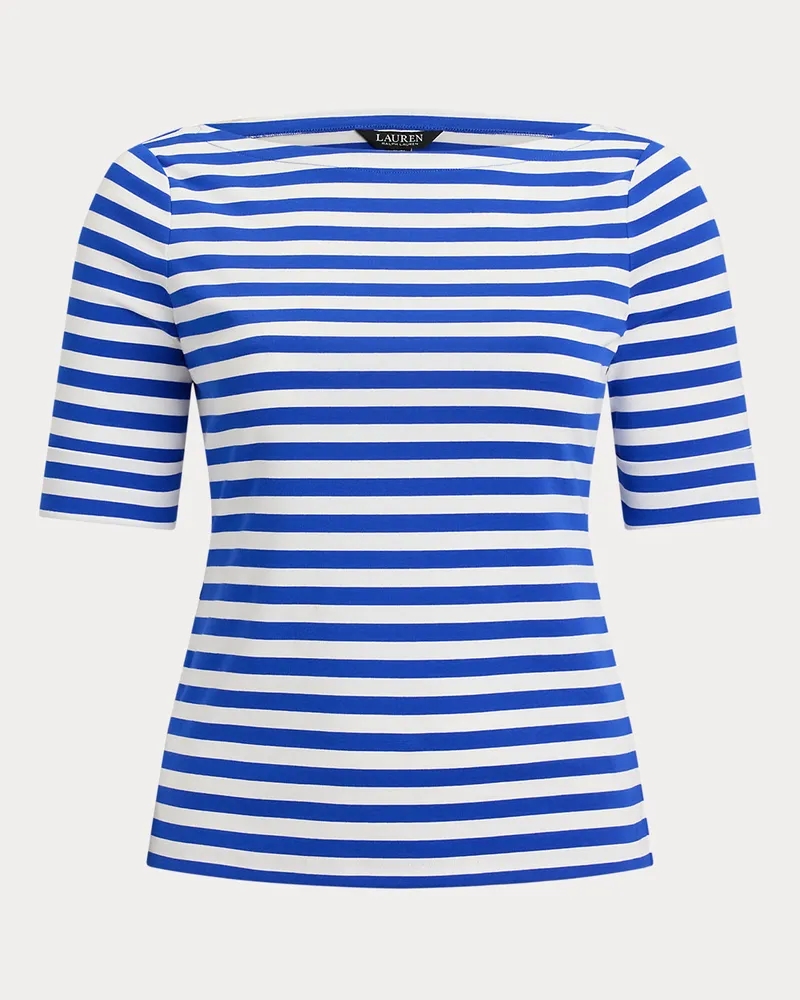 Ralph Lauren Plus Größen - Baumwoll-T-Shirt mit U-Boot-Ausschnitt Blue