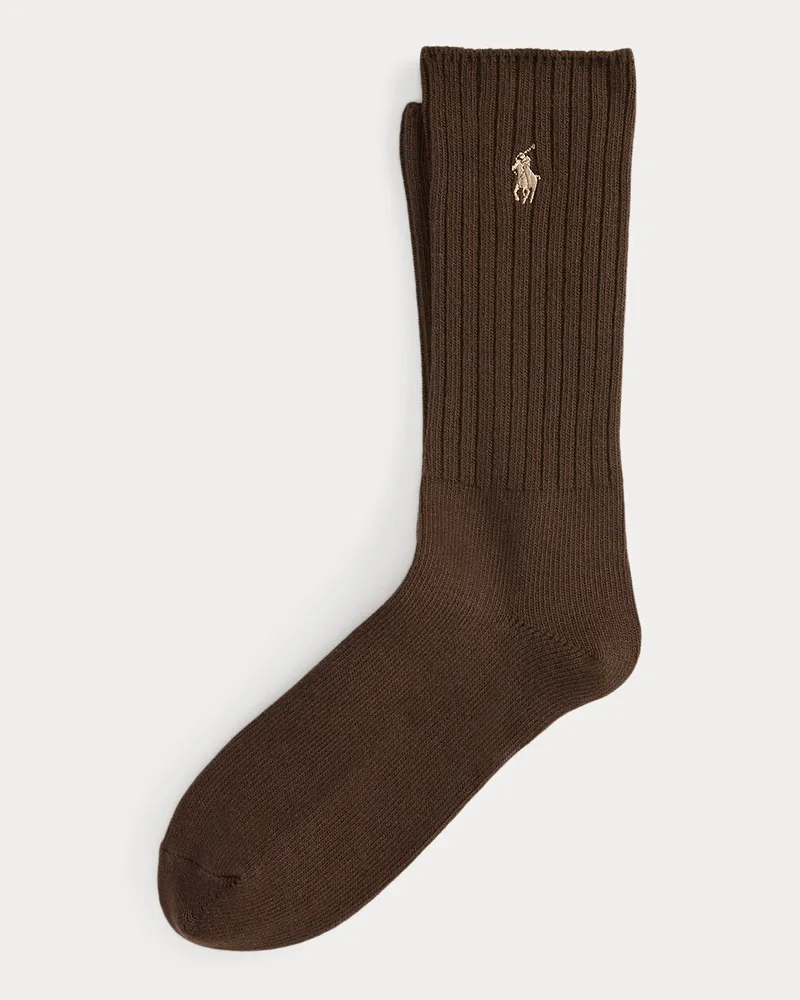 Ralph Lauren Crew-Socken mit charakteristischem Pony Brown