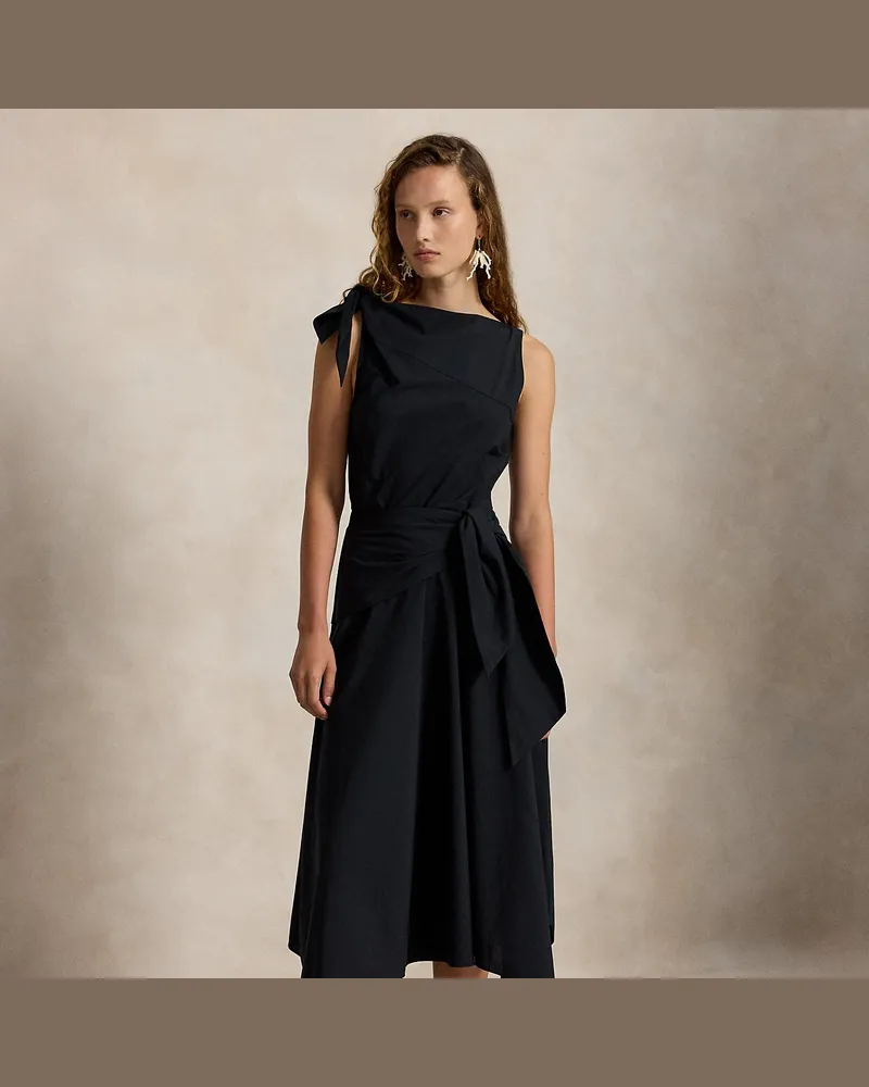 Ralph Lauren Baumwollsegeltuch-Kleid mit Schleifen Black