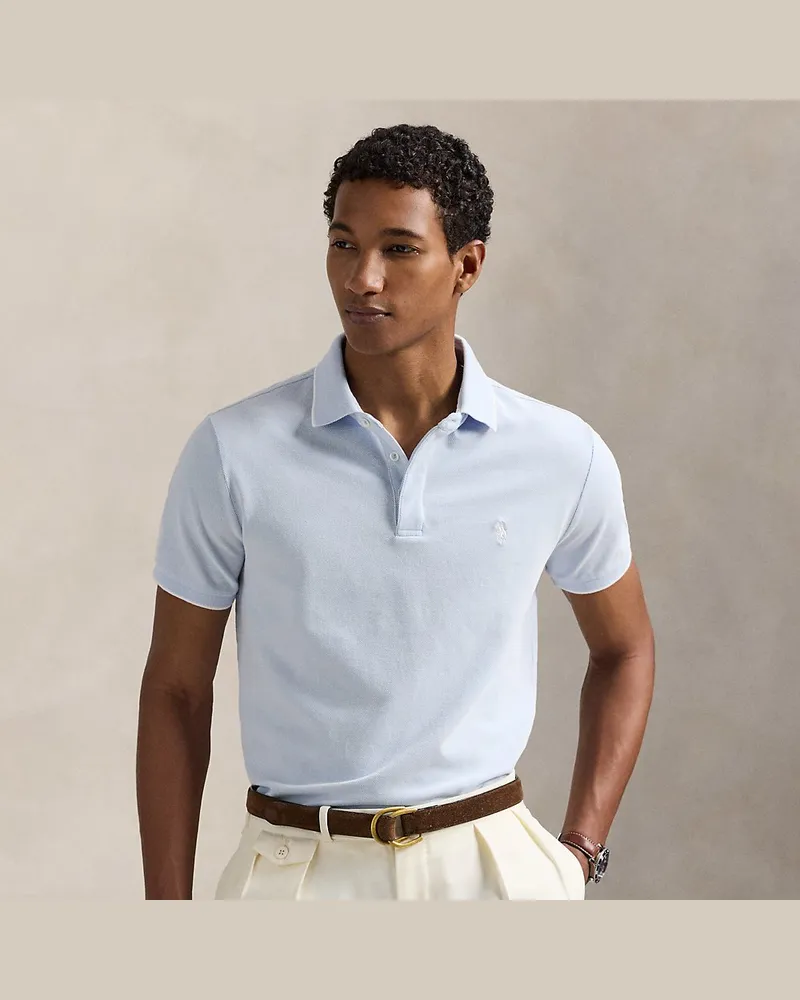 Ralph Lauren Custom-Slim-Fit Oxford-Piqué-Poloshirt Blue