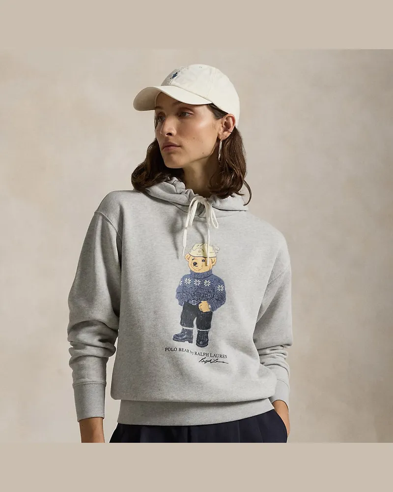 Ralph Lauren Fleece-Kapuzenpullover mit Polo Bear Grey
