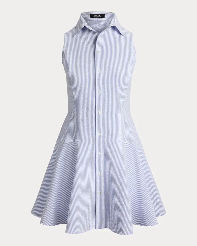 Ralph Lauren Ärmelloses Seersucker-Hemdkleid Blue