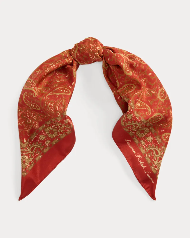 Ralph Lauren Quadratisches Tuch mit Paisley-Motiv Orange