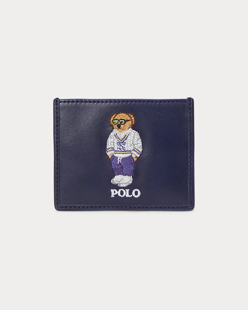 Ralph Lauren Kartenetui aus Leder mit Polo Bear Blue