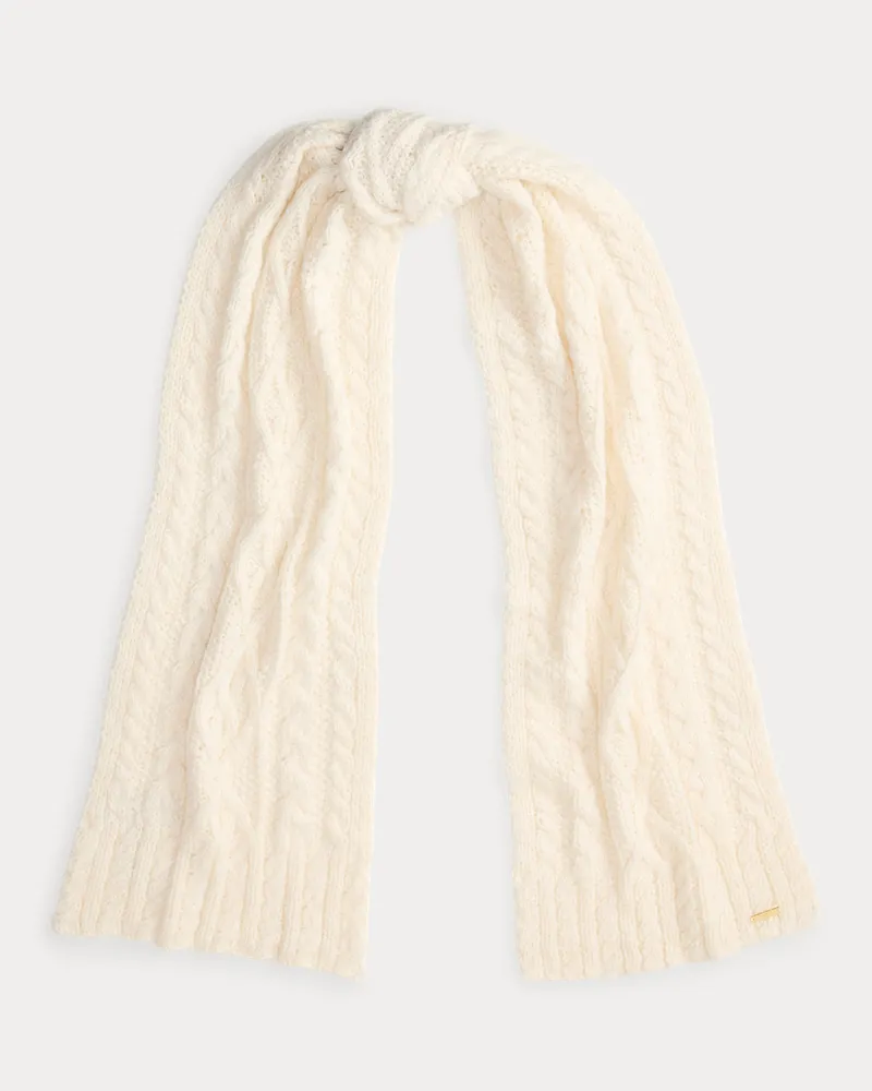 Ralph Lauren Zopfmuster-Schal aus Baumwollmischung Cream