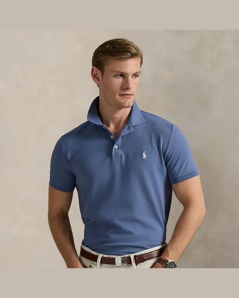 Ralph Lauren Custom-Slim-Fit Piqué-Poloshirt Blue