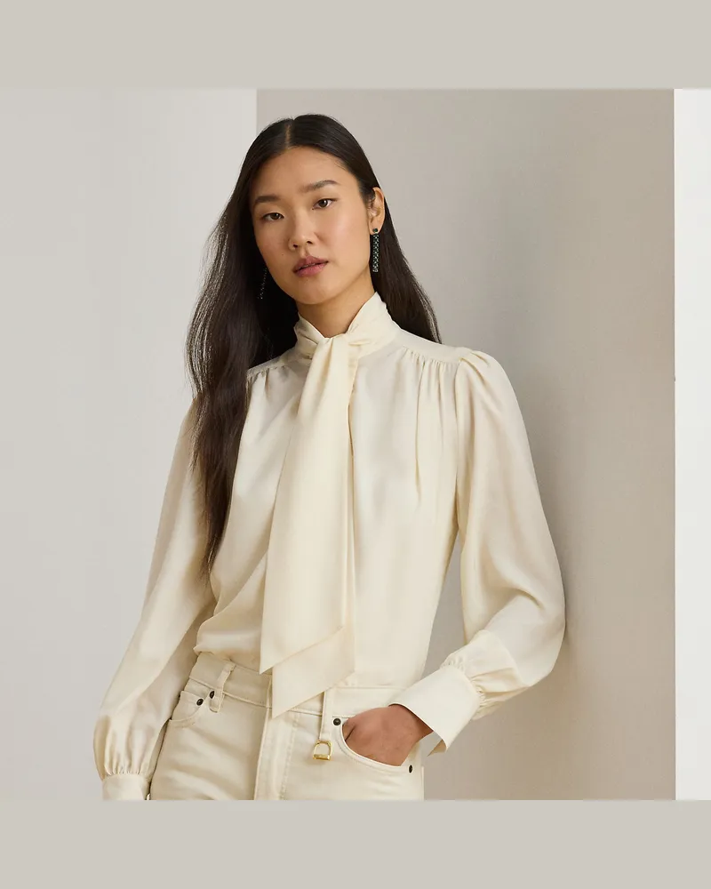 Ralph Lauren Schluppenbluse aus Georgette Cream