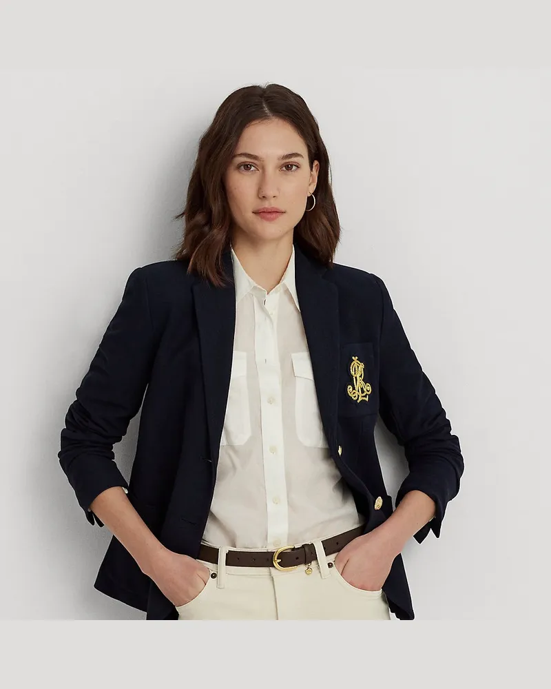 Ralph Lauren Kurzgrößen - Jacquardblazer mit Bouillonstickerei Blue