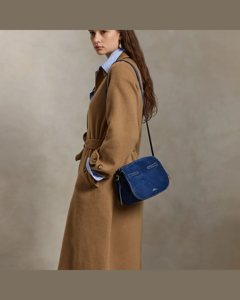 Ralph Lauren Mini-Umhängetasche Polo ID aus Wildleder Blue