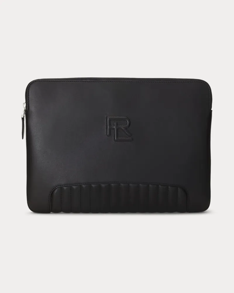 Ralph Lauren Gesteppte Techniktasche aus Leder Black