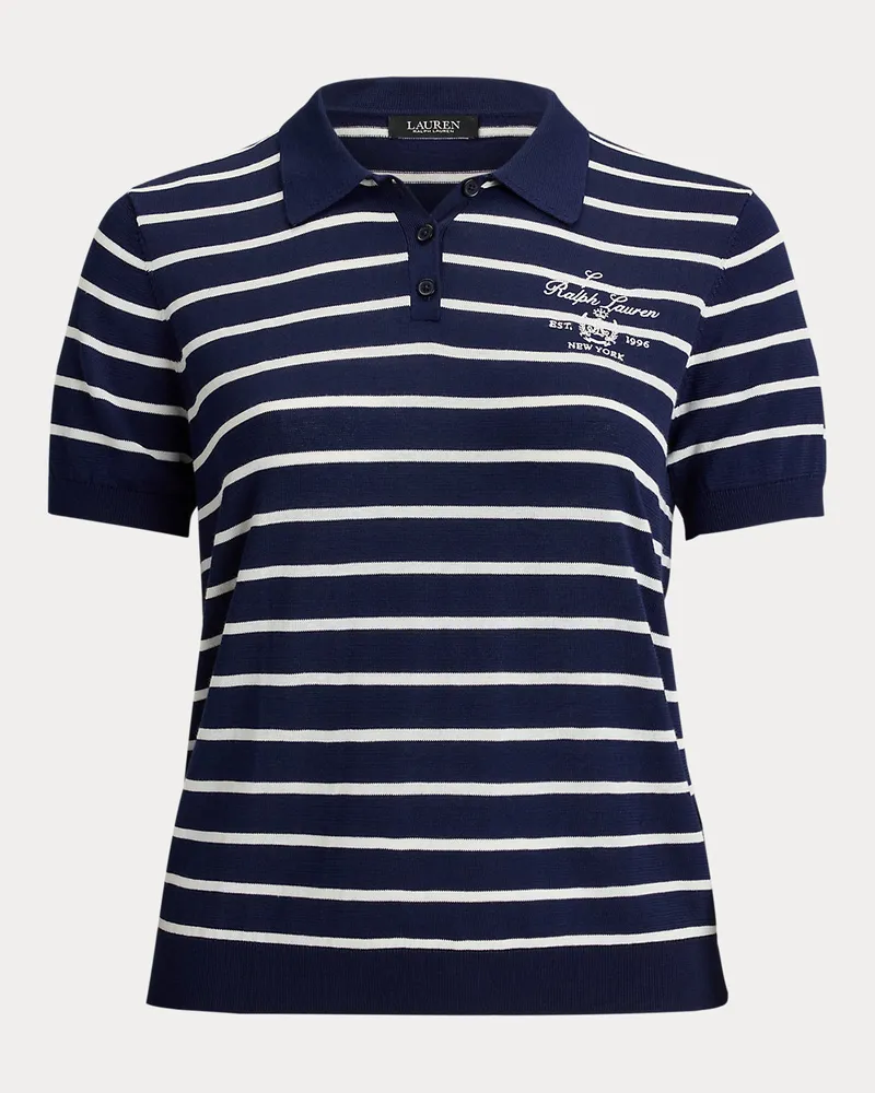 Ralph Lauren Plus Größen - Gestreifter Polo-Pullover mit Baumwolle Blue