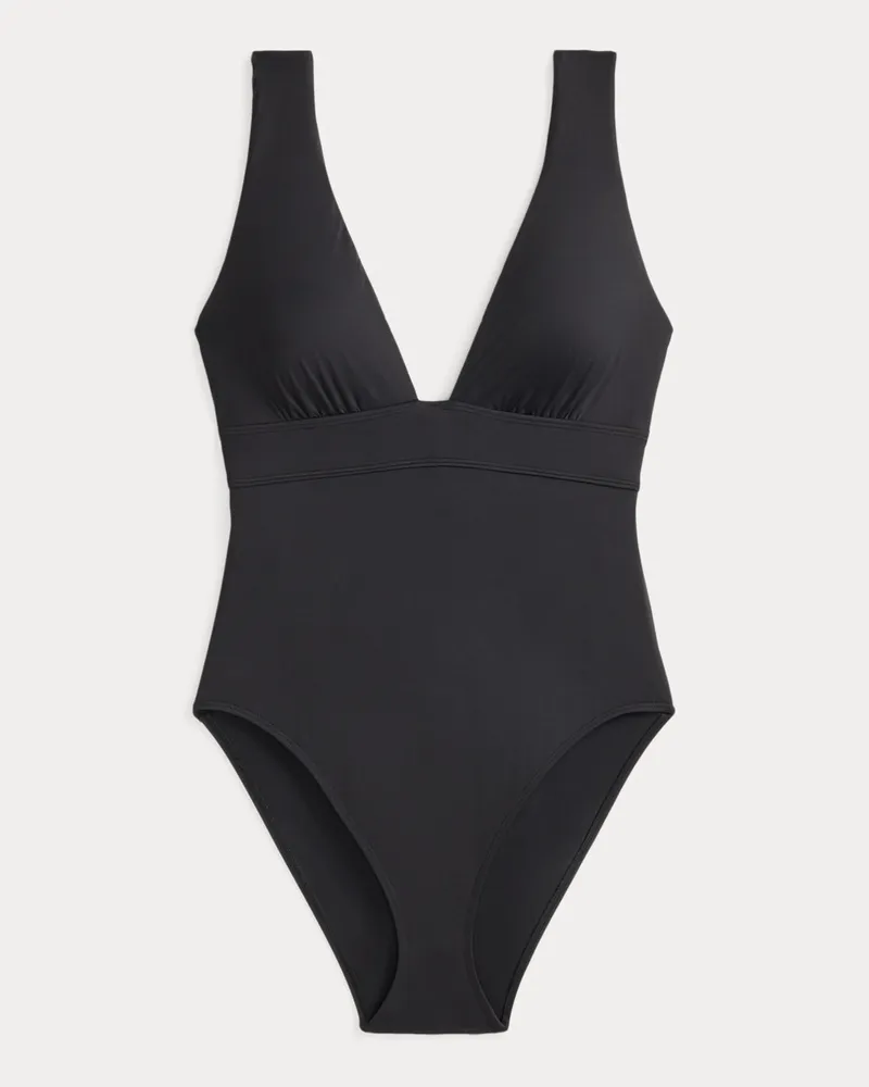 Ralph Lauren Badeanzug mit V-Ausschnitt Black