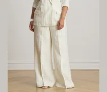 Plus Größen - Gestreifte Leinenhose mit weitem Bein