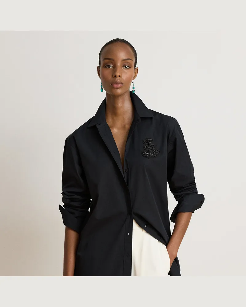 Ralph Lauren Relaxed-Fit Hemd mit Bouillonstickerei Black