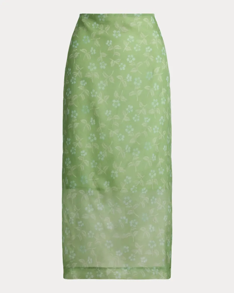 Ralph Lauren Geblümter Seidenorganza-Rock Green
