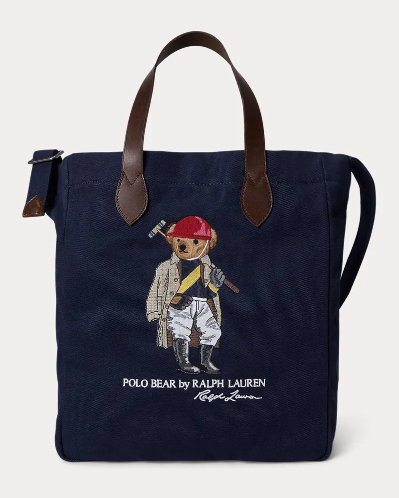 Ralph Lauren Segeltuch-Shopper mit Polo Bear Blue