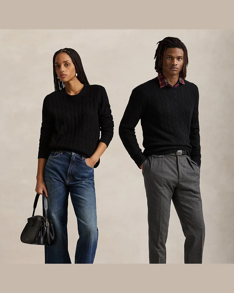 Ralph Lauren Der Kaschmirpullover mit Zopfmuster Black