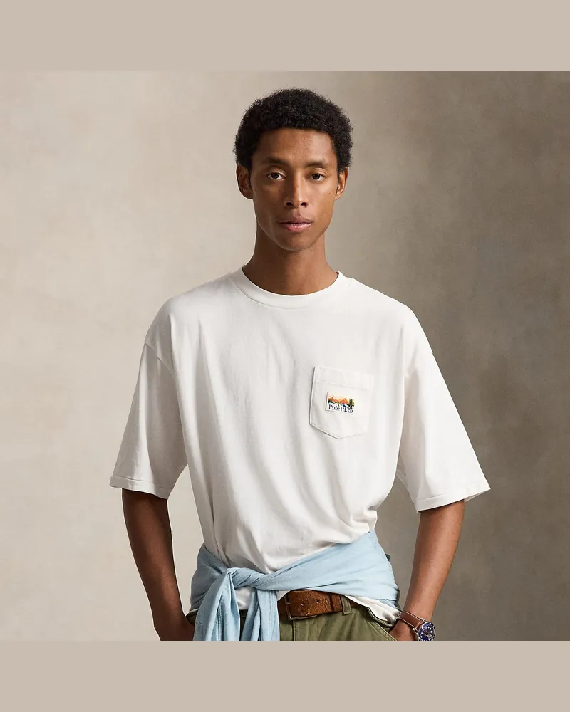 Ralph Lauren Relaxed-Fit Grafik-T-Shirt aus Jersey White