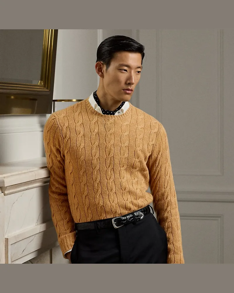Ralph Lauren Kaschmirpullover mit Zopfmuster Brown