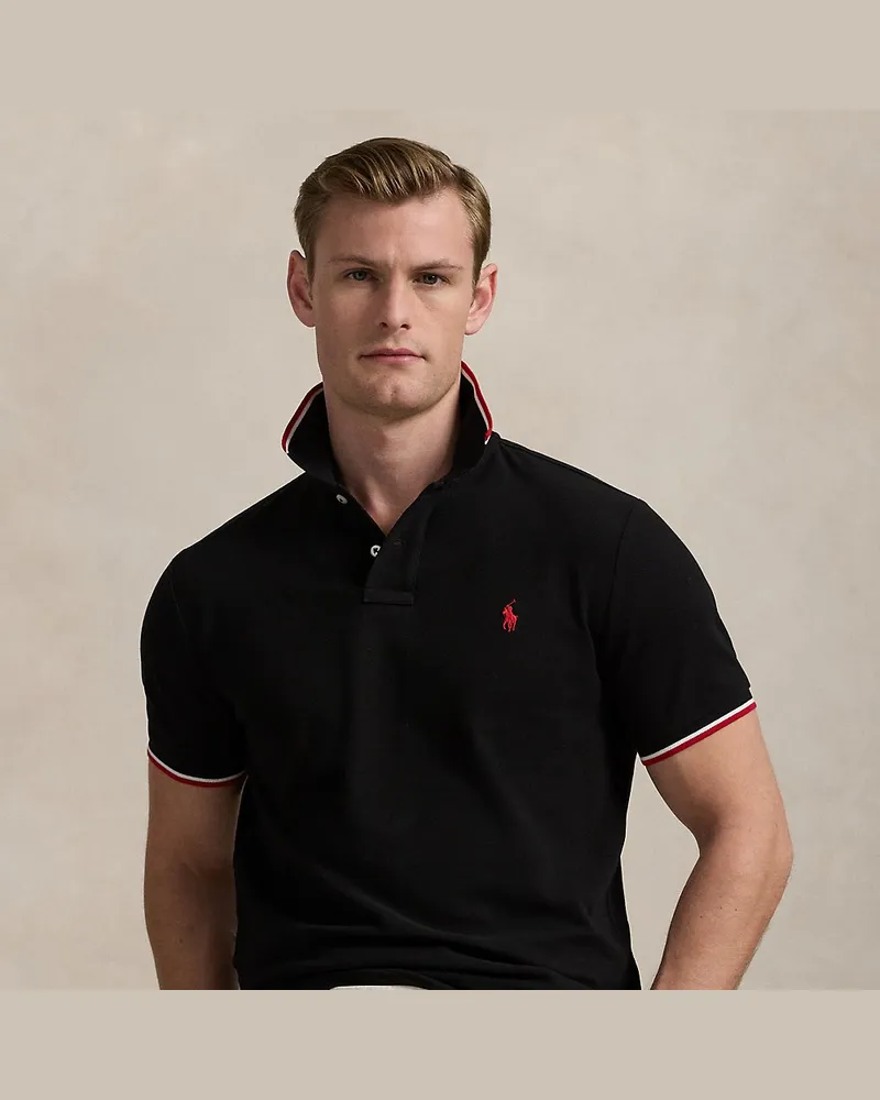 Ralph Lauren Custom-Slim-Fit Piqué-Poloshirt Black