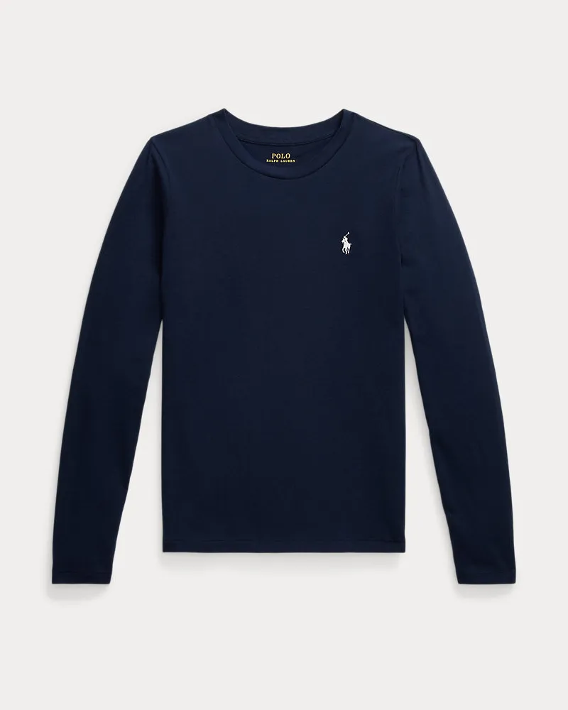 Ralph Lauren Langarm-T-Shirt aus Baumwolljersey Blue
