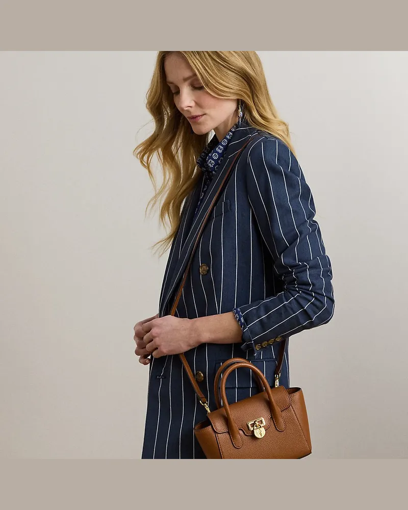 Ralph Lauren Kleine Narbenleder-Umhängetasche Tanner Brown