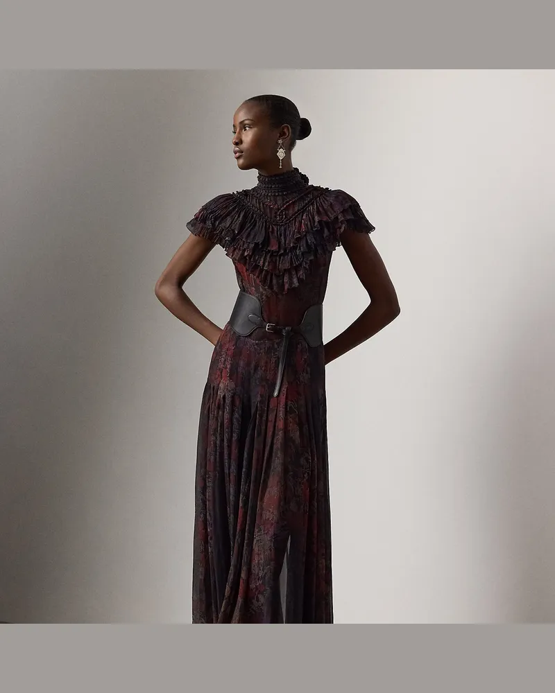 Ralph Lauren Geblümtes Chiffon-Abendkleid Cressida Black