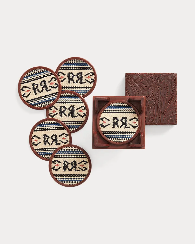 Ralph Lauren Untersetzer-Set aus Jacquard und Leder Multi