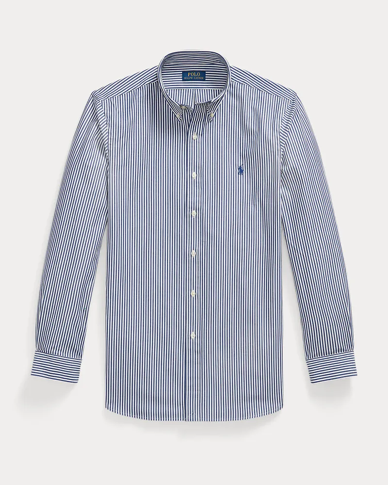 Ralph Lauren Gestreiftes Custom-Fit Hemd aus Popeline Blue