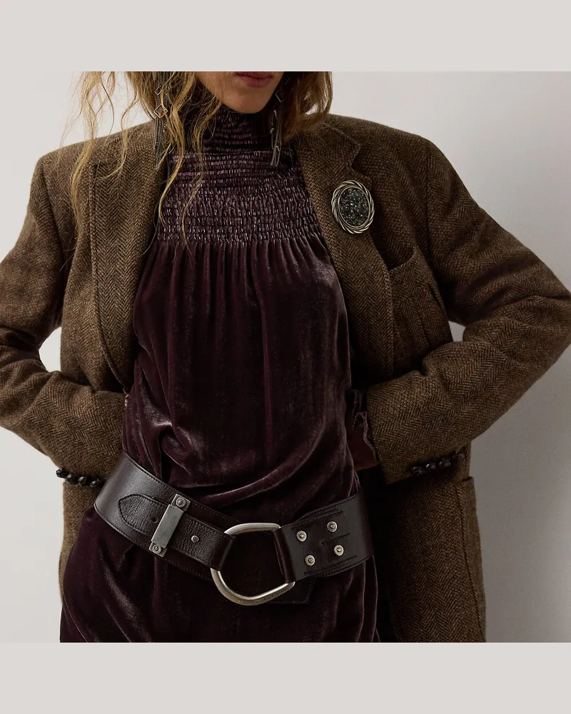 Ralph Lauren Breiter Gürtel aus gewaschenem Leder Brown