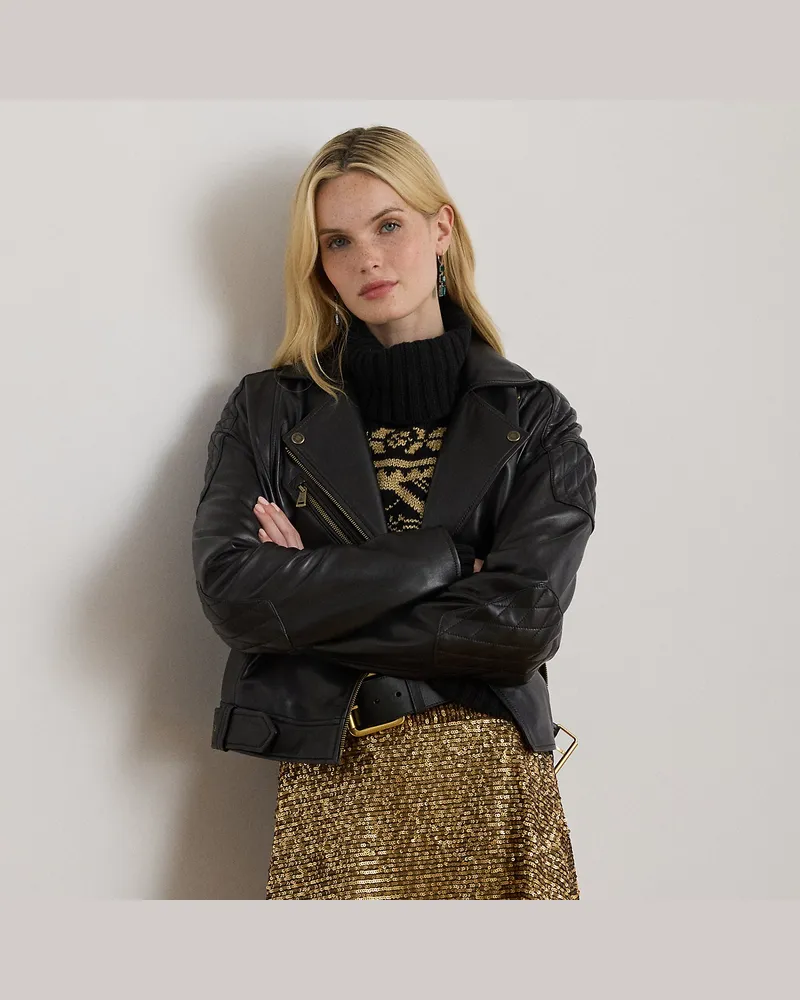 Ralph Lauren Bikerjacke aus Lammleder Black