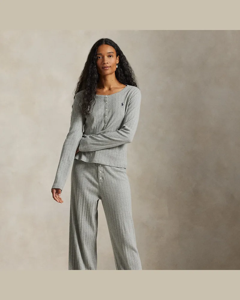 Ralph Lauren Baumwollpyjama mit Lochmuster Grey