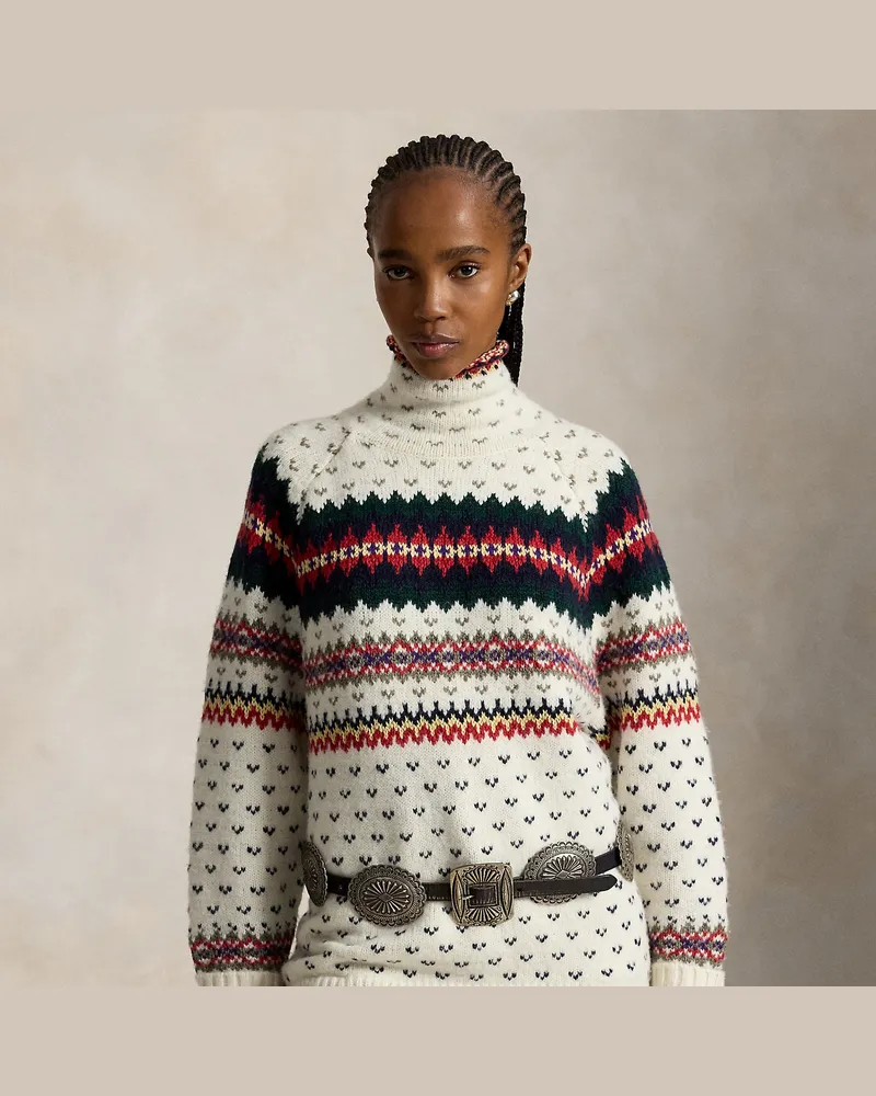 Ralph Lauren Rollkragenpullover mit Fair-Isle-Muster White