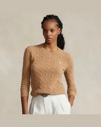 Ralph Lauren Woll-Kaschmirpullover mit Zopfmuster Tan