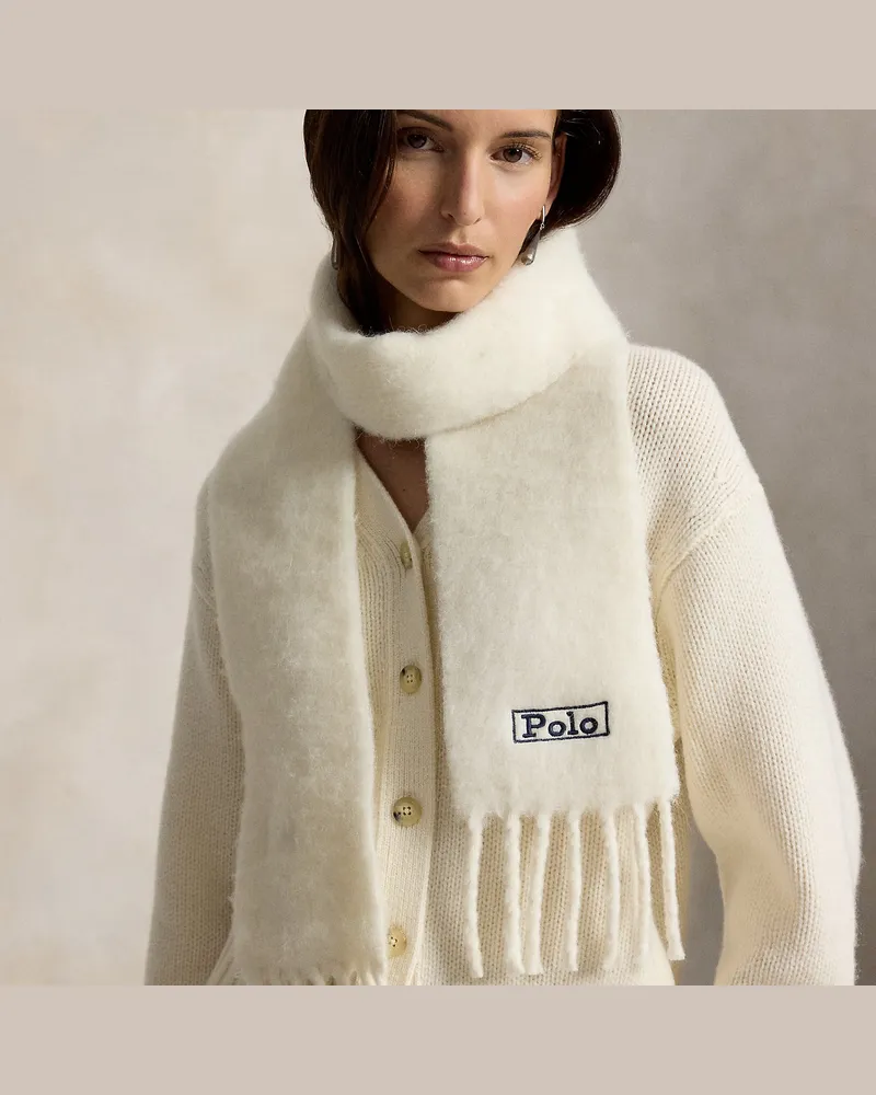 Ralph Lauren Fransenschal aus angerauter Wollmischung Cream