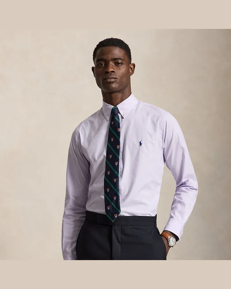Ralph Lauren Custom-Fit Fil-à-Fil-Hemd mit Stretch Purple