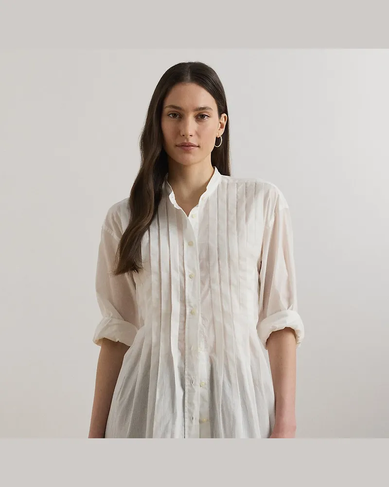 Ralph Lauren Hemd aus Baumwoll-Ratière mit Biesen White