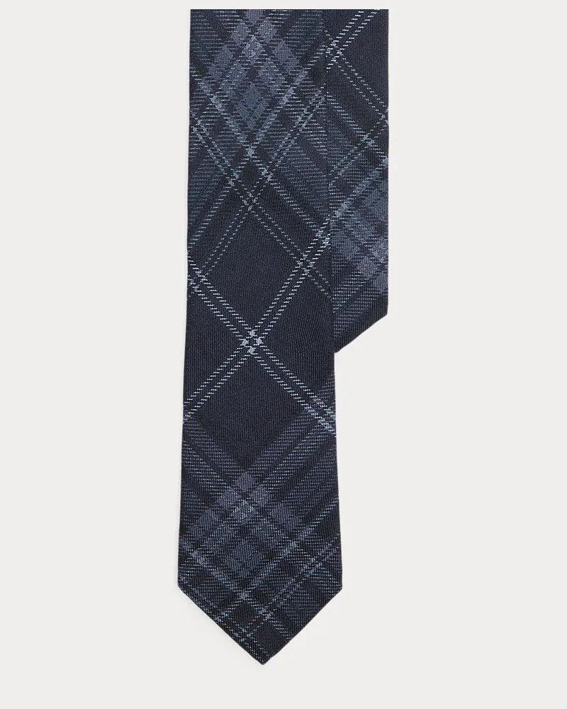 Ralph Lauren Karierte Kaschmir-Seiden-Krawatte Blue