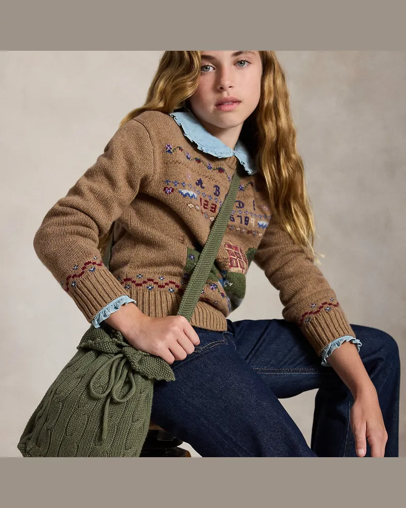 Ralph Lauren Tunnelzug-Beuteltasche mit Zopfmuster Green