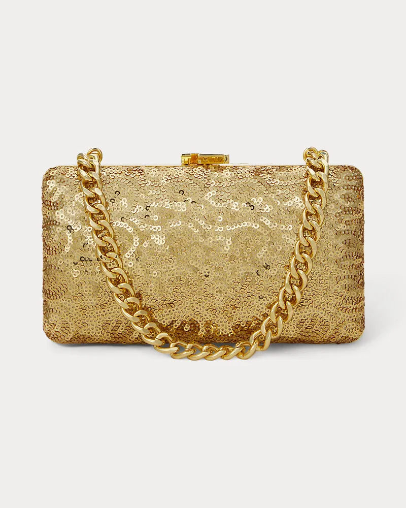 Ralph Lauren Kleine Clutch Franki mit Pailletten Gold