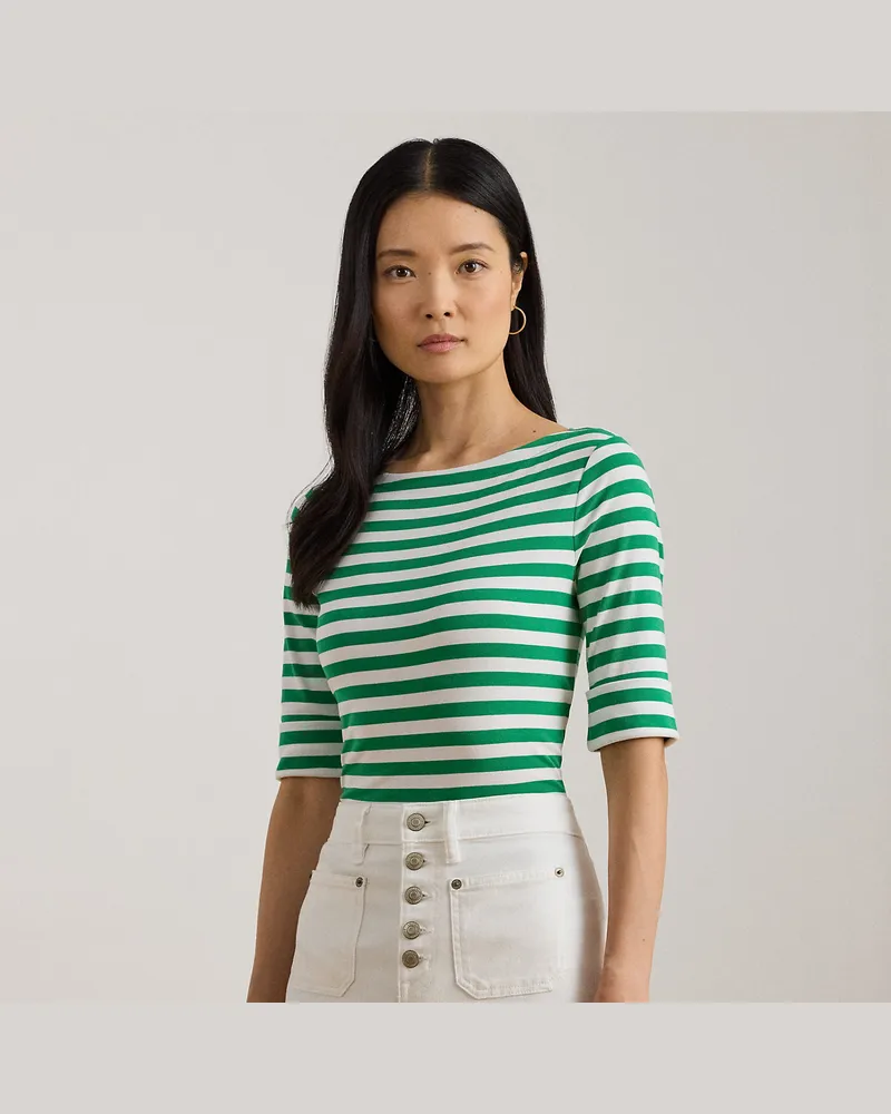 Ralph Lauren Baumwoll-T-Shirt mit U-Boot-Ausschnitt Green