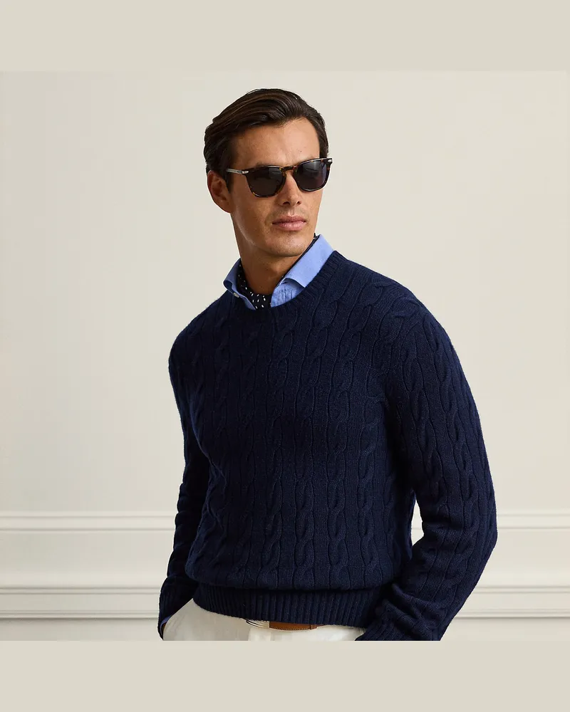 Ralph Lauren Kaschmirpullover mit Zopfmuster Blue